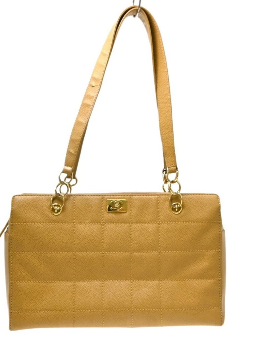 Chanel Beige Calfskin Wild Stitch Choco Bar Chain Handbag NQ11441